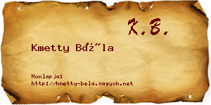 Kmetty Béla névjegykártya